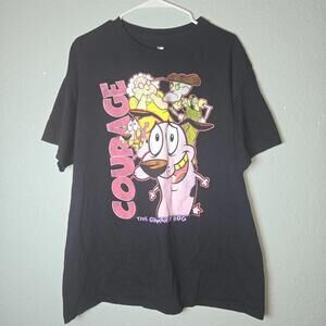 Cartoon Network Courage The Cowardly Dog Tee T Shirt XL Black Rare Cotton HTF